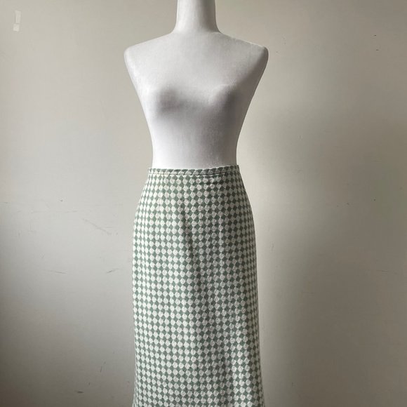 Vtg  LAUREN JEFFRIES Green & White Check SuitPattern Jacket & Skirt Size 14 - Picture 3 of 3